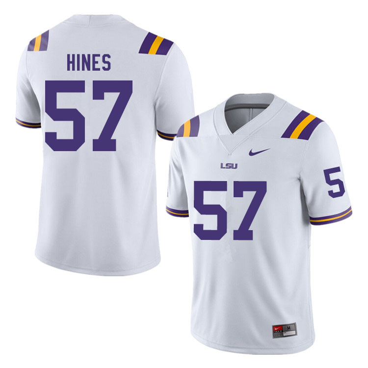 Men #57 Chasen Hines LSU Tigers College Football Jerseys Sale-White